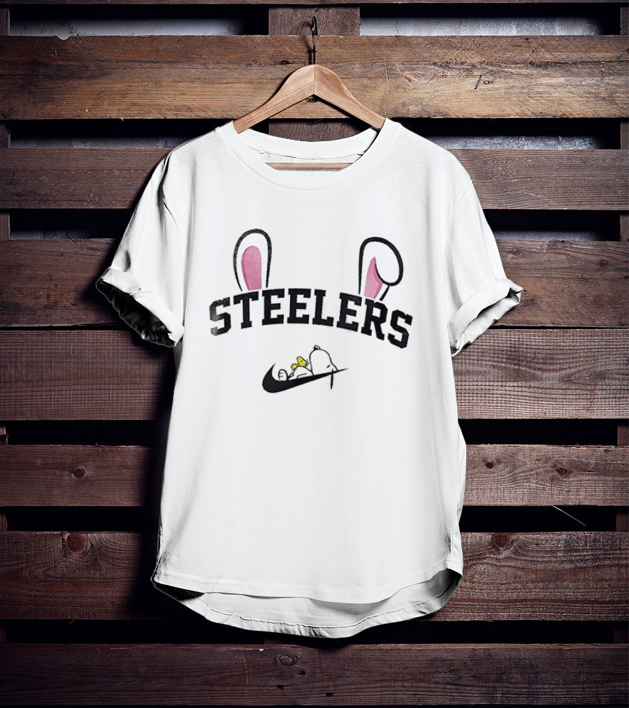 Steelers Snoopy Easter Bunny Ears Peanuts Collaboration T-Shirt