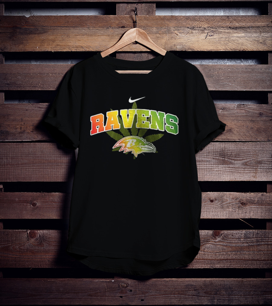 Baltimore Ravens Nike Bob Marley One Love Weed Leaf T-Shirt