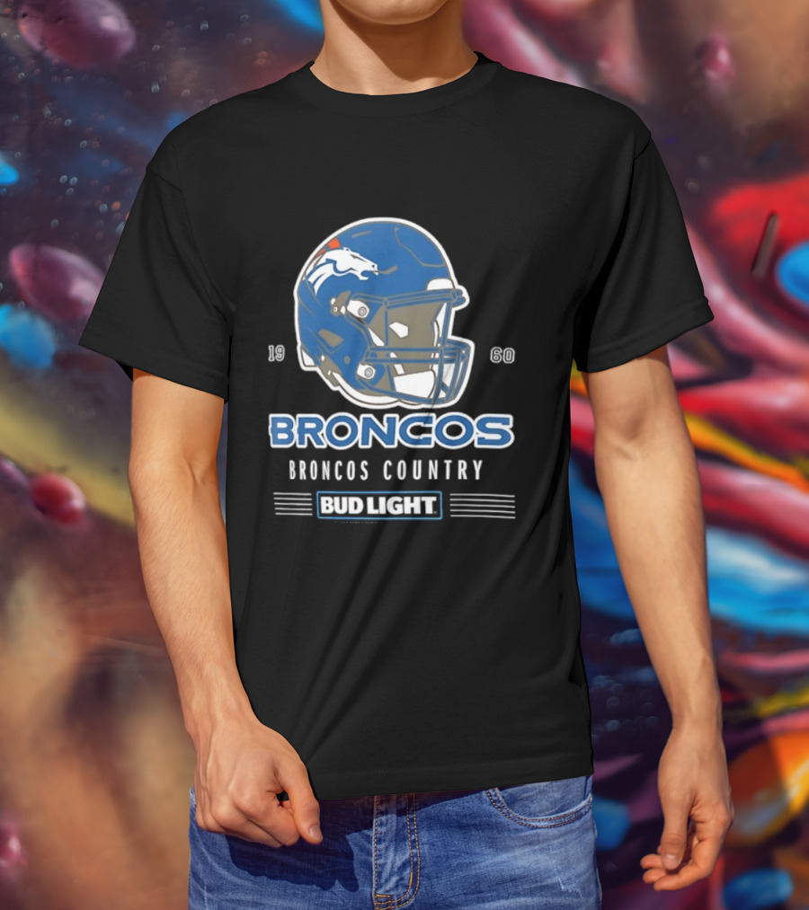Broncos Country Bud Light NFL 1960 Helmet T-Shirt
