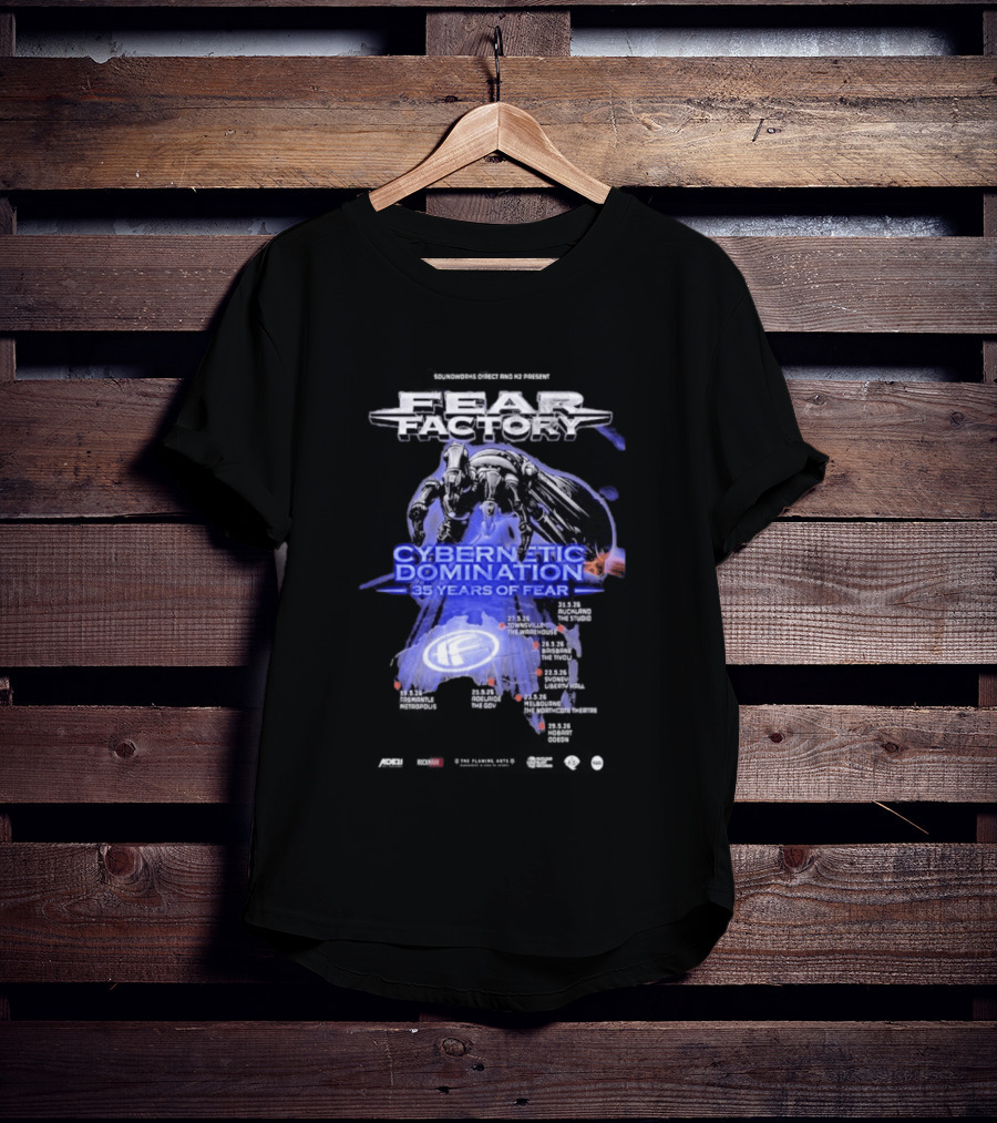 Fear Factory Cybernetic Domination 35 Years Of Fear Tour Dates Australia New Zealand T-Shirt