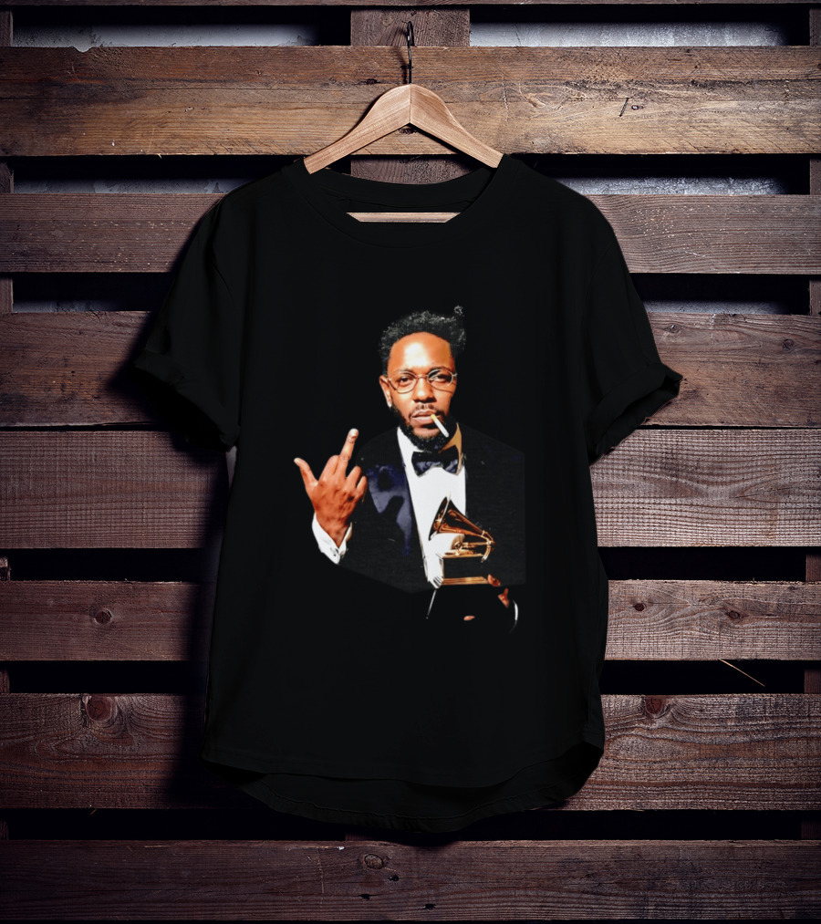 Kendrick Lamar Smoking Grammy Middle Finger Tuxedo T-Shirt
