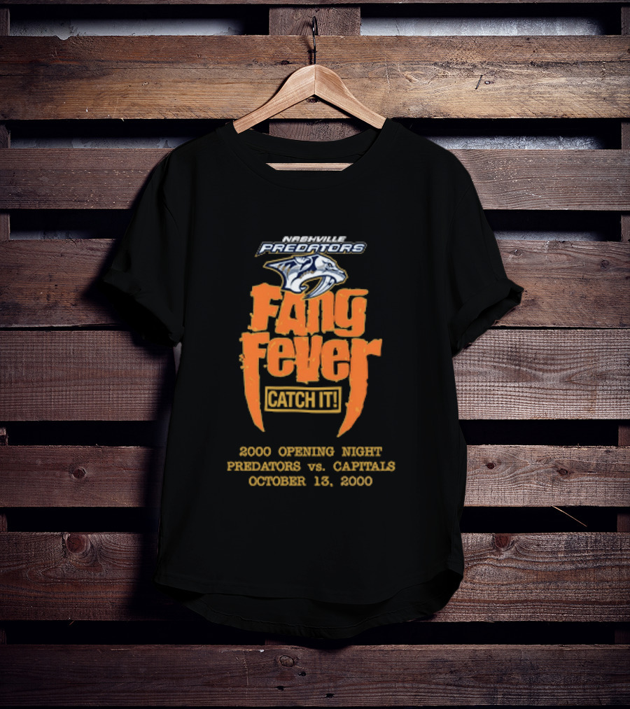 Nashville Predators Fang Fever Catch It 2000 Opening Night Predators Vs Capitals October 13 2000 T-Shirt