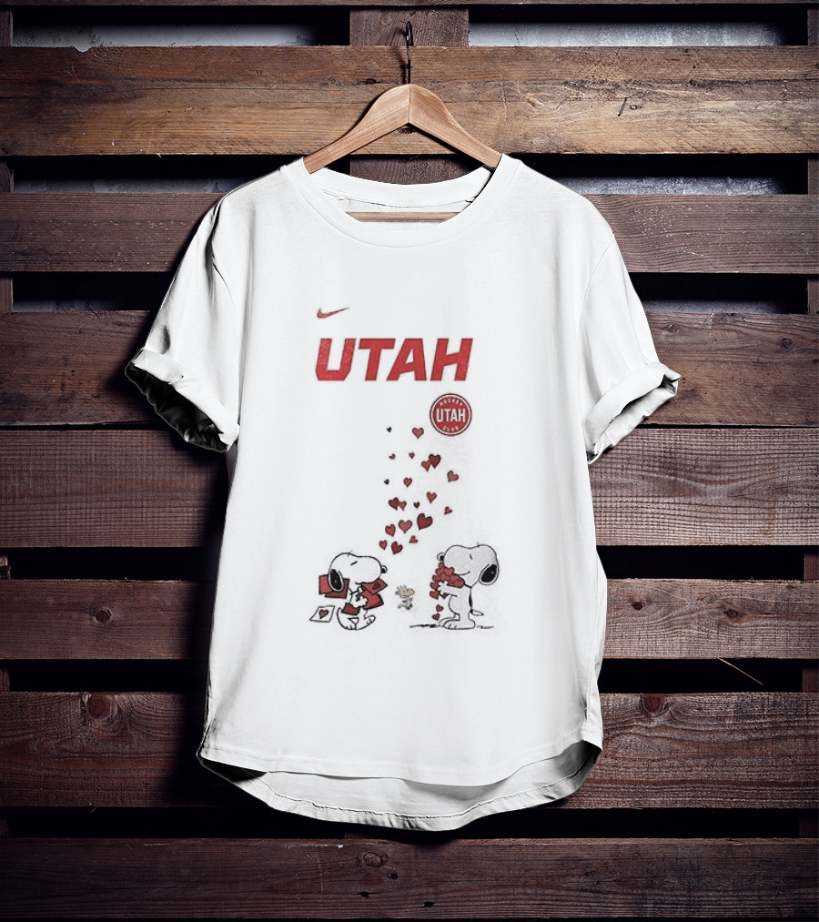 Utah Mammoth Snoopy Valentine Hearts Love U.S. T-Shirt