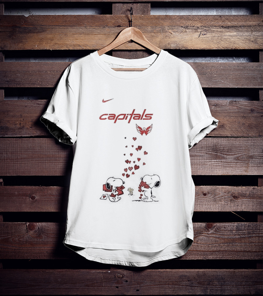 Washington Capitals Snoopy Hearts Valentine's Day Collaboration T-Shirt