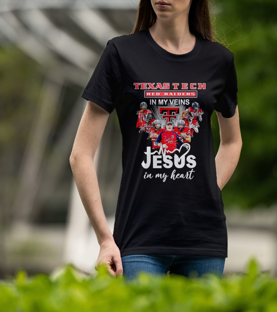 Texas Tech Red Raiders In My Veins Jesus In My Heart T-Shirt
