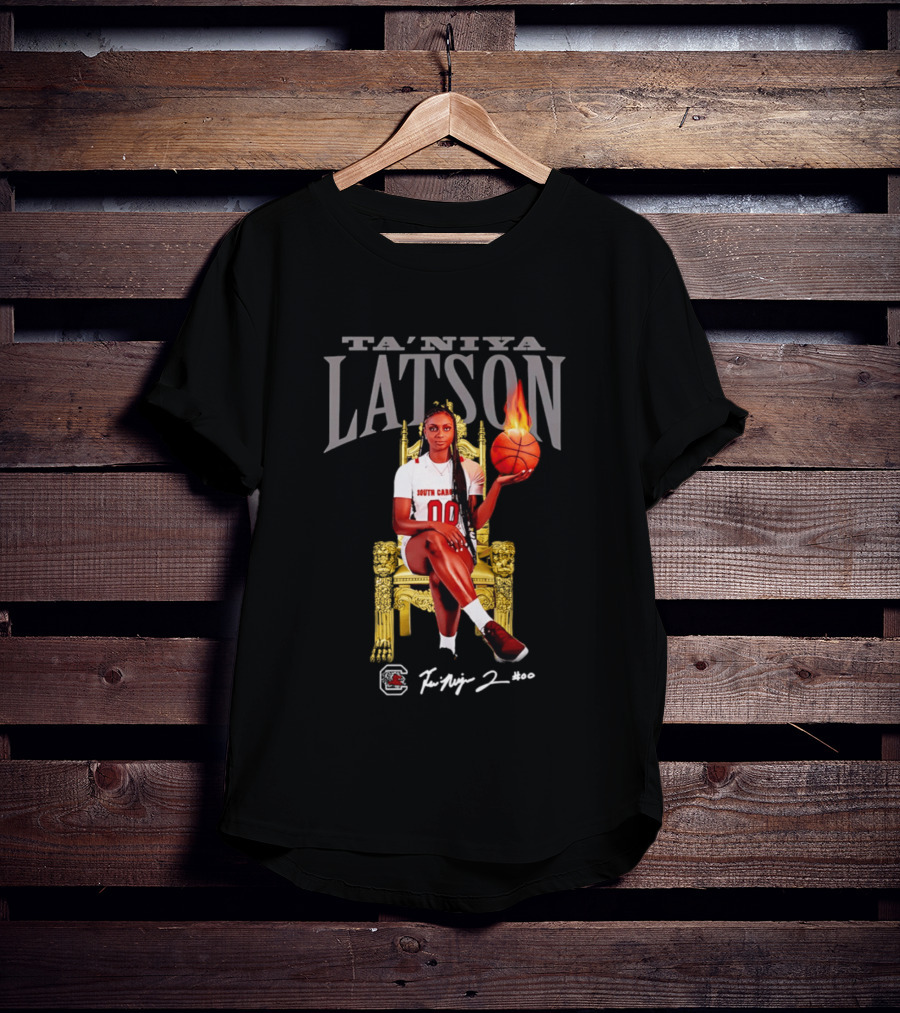 Ta'Niya Latson South Carolina Gamecocks Throne Queen Basketball Flame Champion T-Shirt
