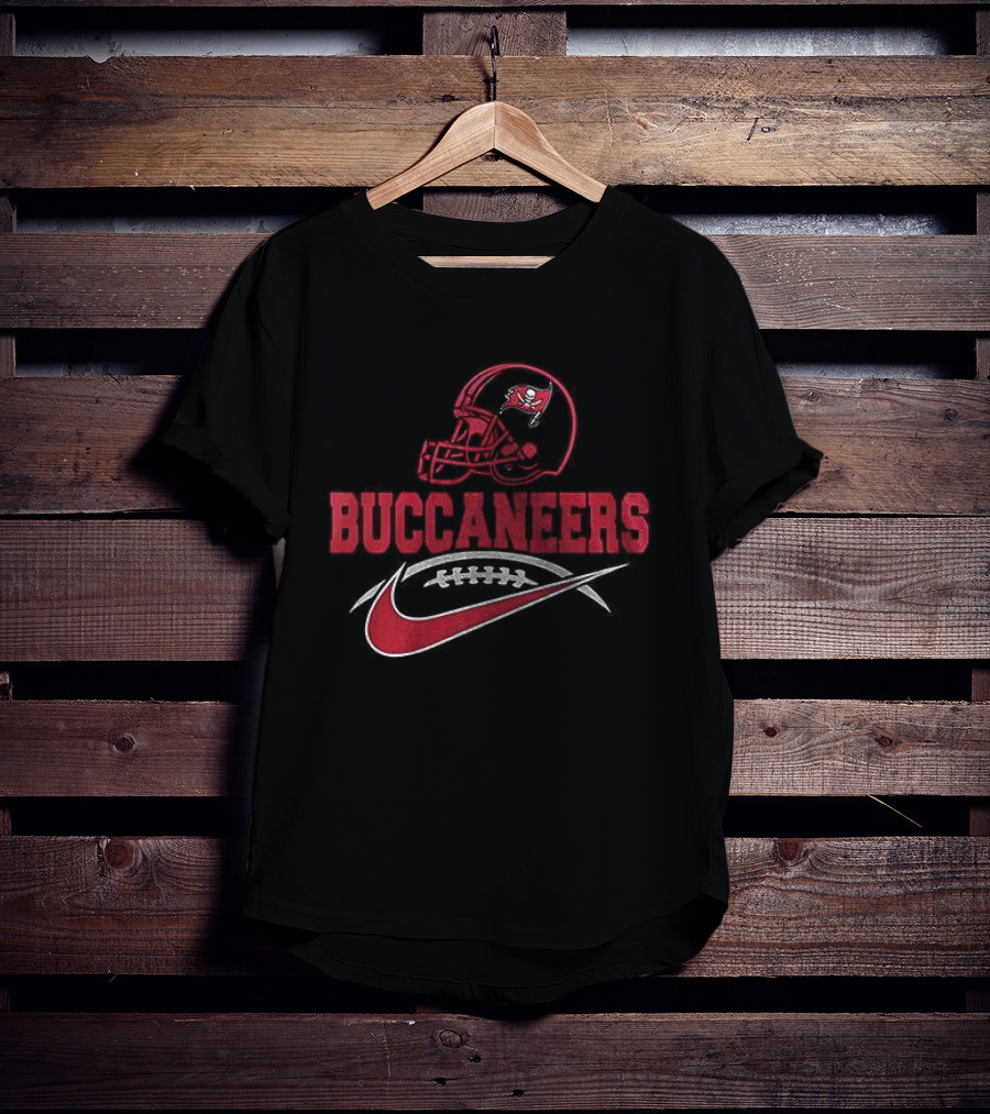 Tampa Bay Buccaneers Helmet And Nike Swoosh T-Shirt