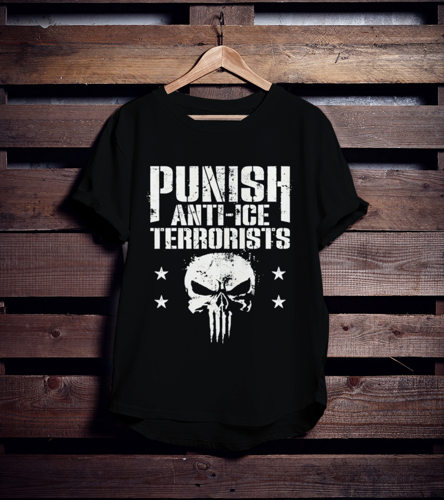 Punish Anti Ice Terrorists Skull Stars T-Shirt