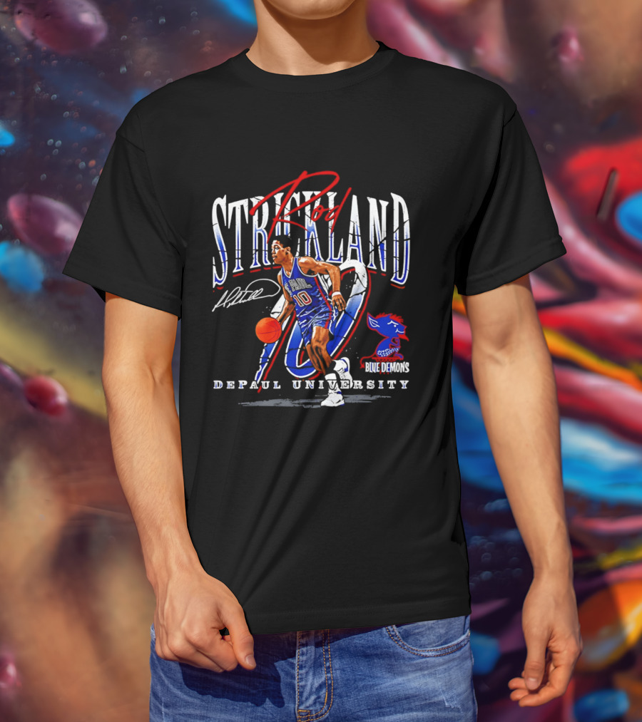 Rod Strickland DePaul University Blue Demons Basketball Number 10 T-Shirt