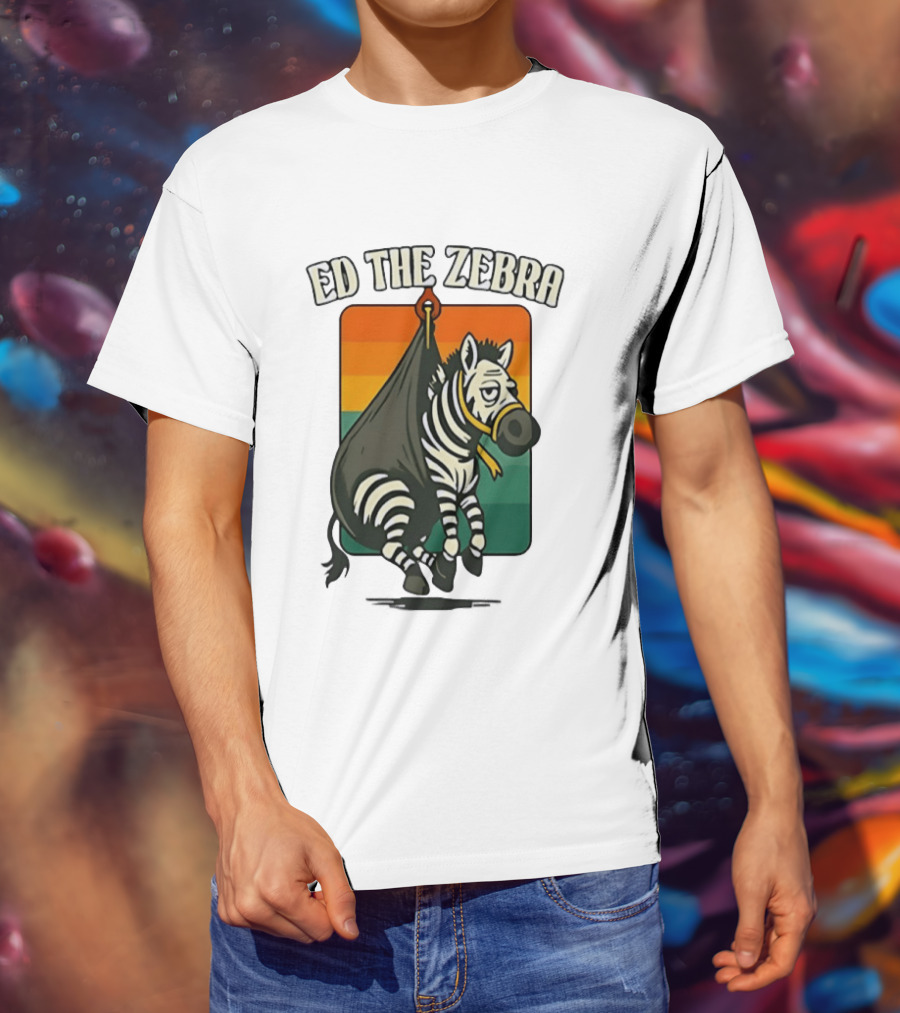 Ed The Zebra Retro Striped Capture Scene T-Shirt