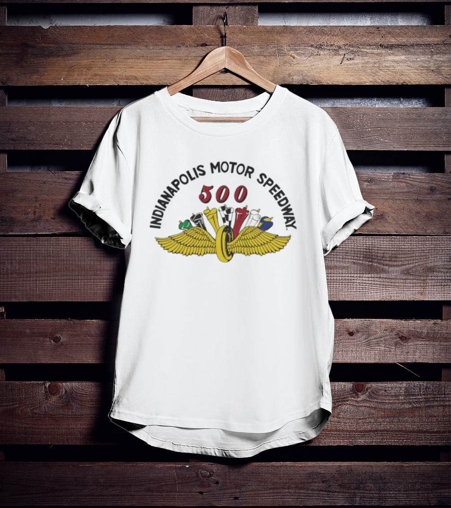 Indianapolis Motor Speedway 500 Wing Wheel Flags Racing T-Shirt