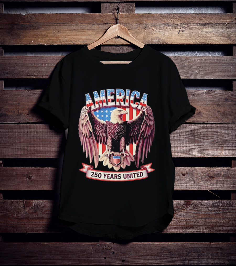 America Bald Eagle 250 Years United Patriotic Flag T-Shirt