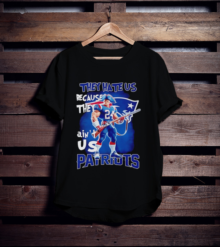 They Hate Us Because They Ain't Us Patriots 24 Holding Shotgun T-Shirt
