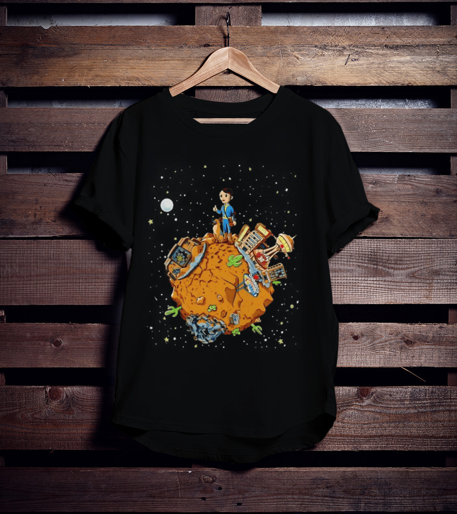 Vault Boy Vault Tec Corporation Welcome Las Vegas Planet Scene T-Shirt