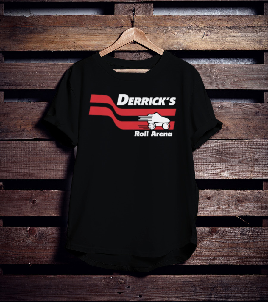 Derrick's Roll Arena Retro Skating Rink Neon Roller Skate T-Shirt