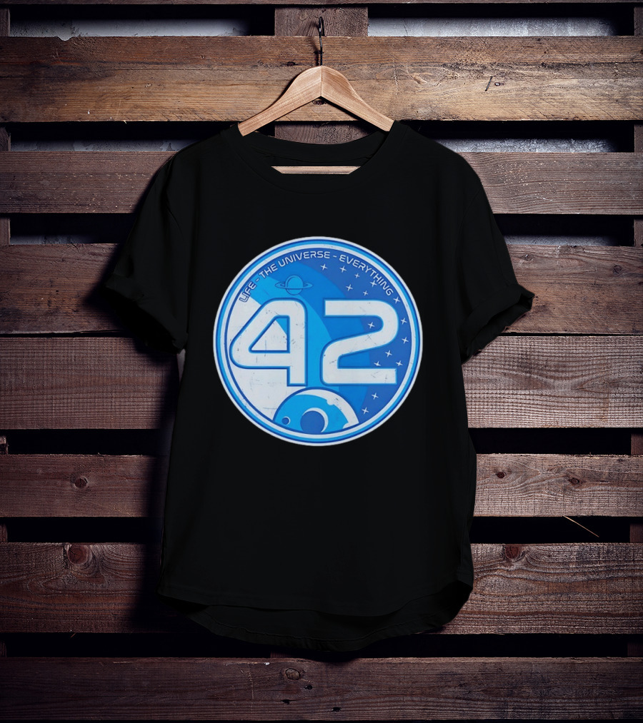 Life The Universe Everything 42 Planet And Stars Iconic Number T-Shirt
