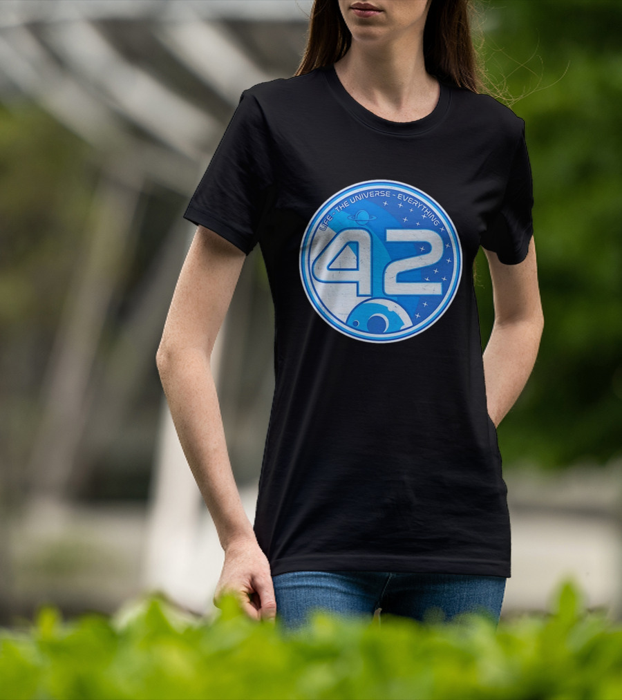 Life The Universe Everything 42 Planet And Stars Iconic Number T-Shirt