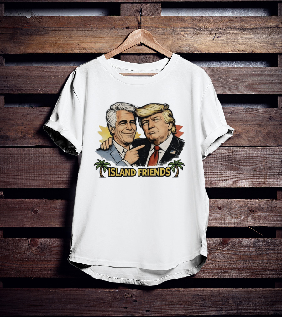 Trump And Epstein Island Friends Iconic Duo With Tropical Palm T-Shirt