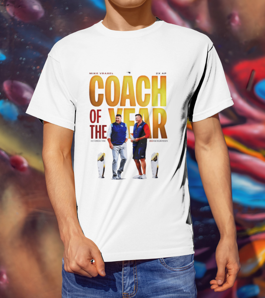 Mike Vrabel Coach Of The Year Highlight With Trophy T-Shirt