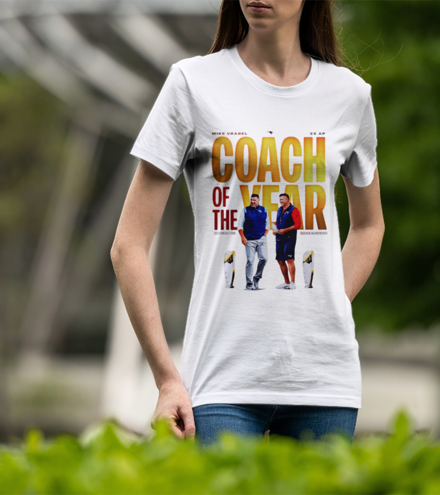 Mike Vrabel Coach Of The Year Highlight With Trophy T-Shirt