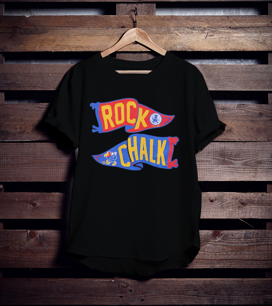 Rock Chalk KU Kansas Jayhawks Established Circa 1865 Pennant T-Shirt