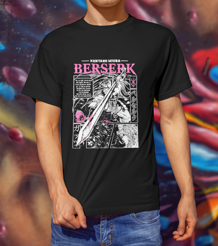 Kentaro Miura Berserk Manga Panel Warrior Sword T-Shirt