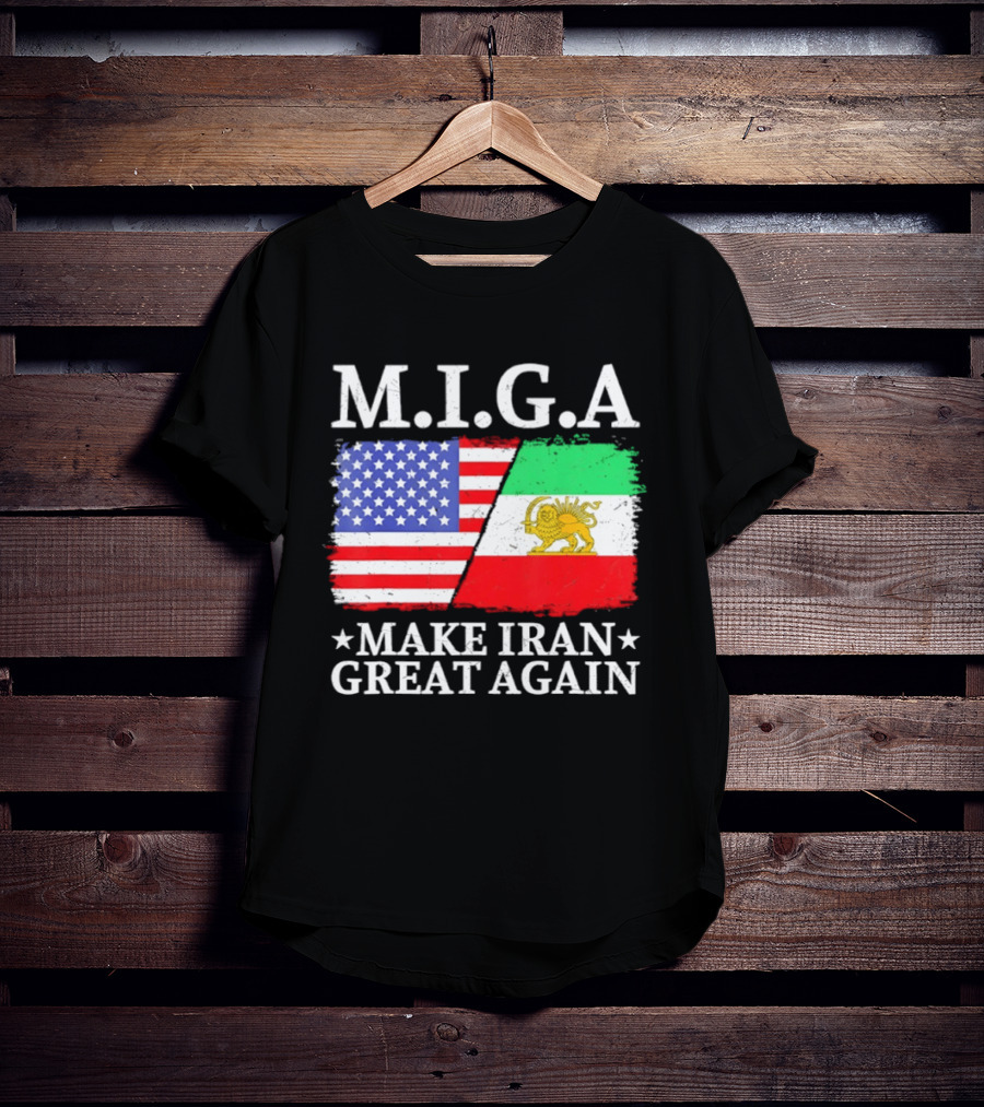 M.I.G.A Make Iran Great Again Half American Half Iranian Flags T-Shirt