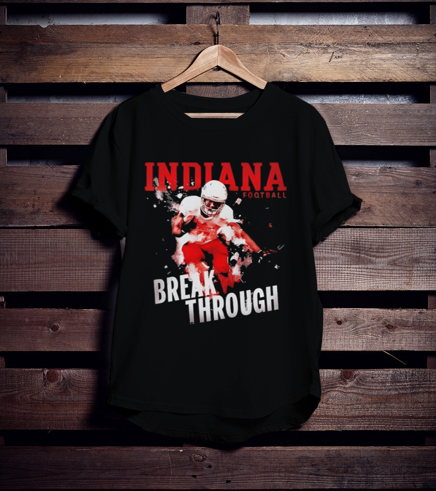 Indiana Hoosiers Football Break Through Bold Red Team Spirit T-Shirt
