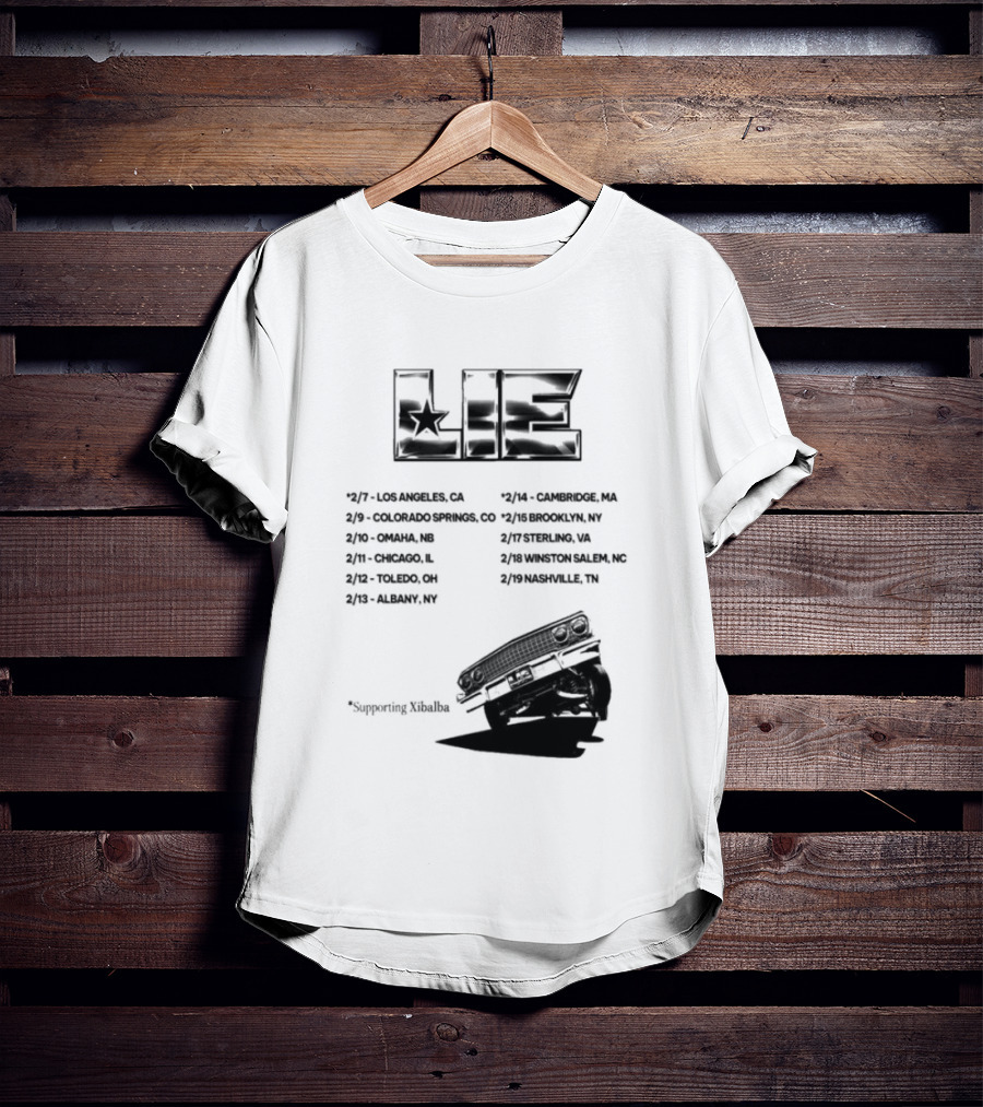 LIE Supporting Xibalba February Tour 2026 San Bernardino Mexico Anaheim New York Louisville Portland Minneapolis T-Shirt