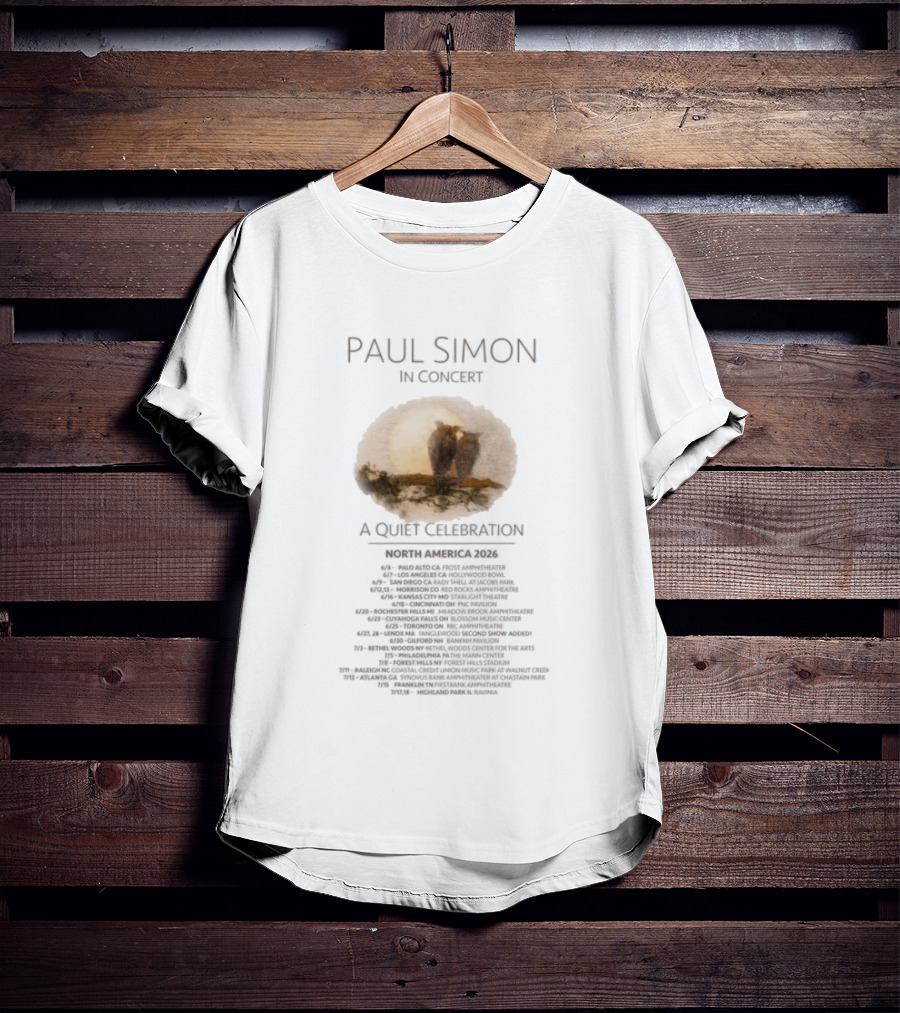 Paul Simon In Concert A Quiet Celebration North America 2026 Tour Dates And Locations Oval Central T-Shirt
