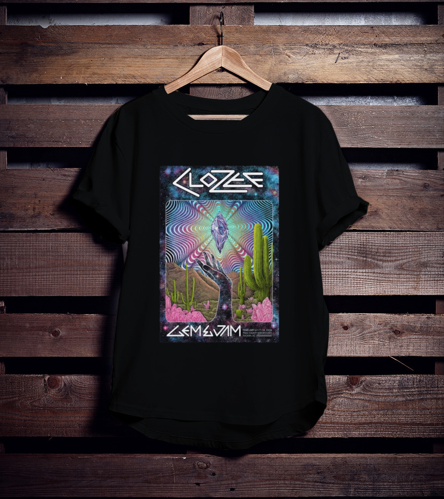 CloZee Gem And Jam Festival Tucson February 6 8 2026 Pima County Fairgrounds Cactus Crystal T-Shirt