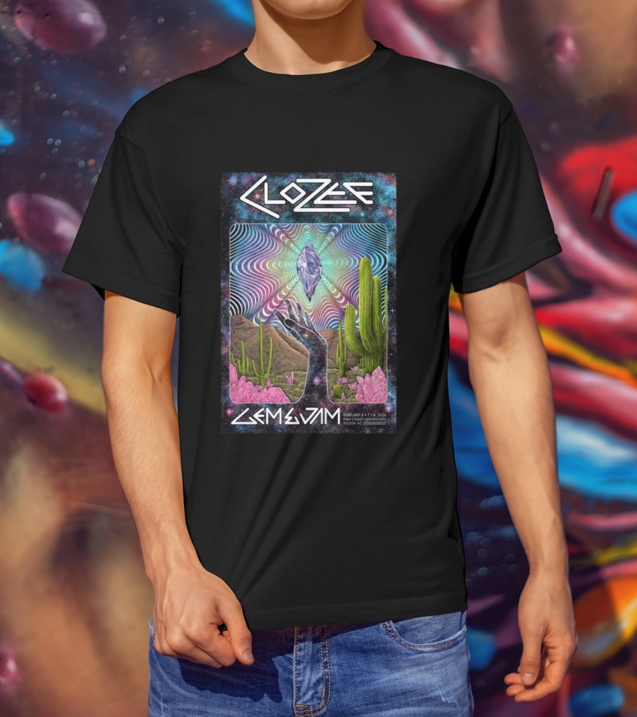 CloZee Gem And Jam Festival Tucson February 6 8 2026 Pima County Fairgrounds Cactus Crystal T-Shirt