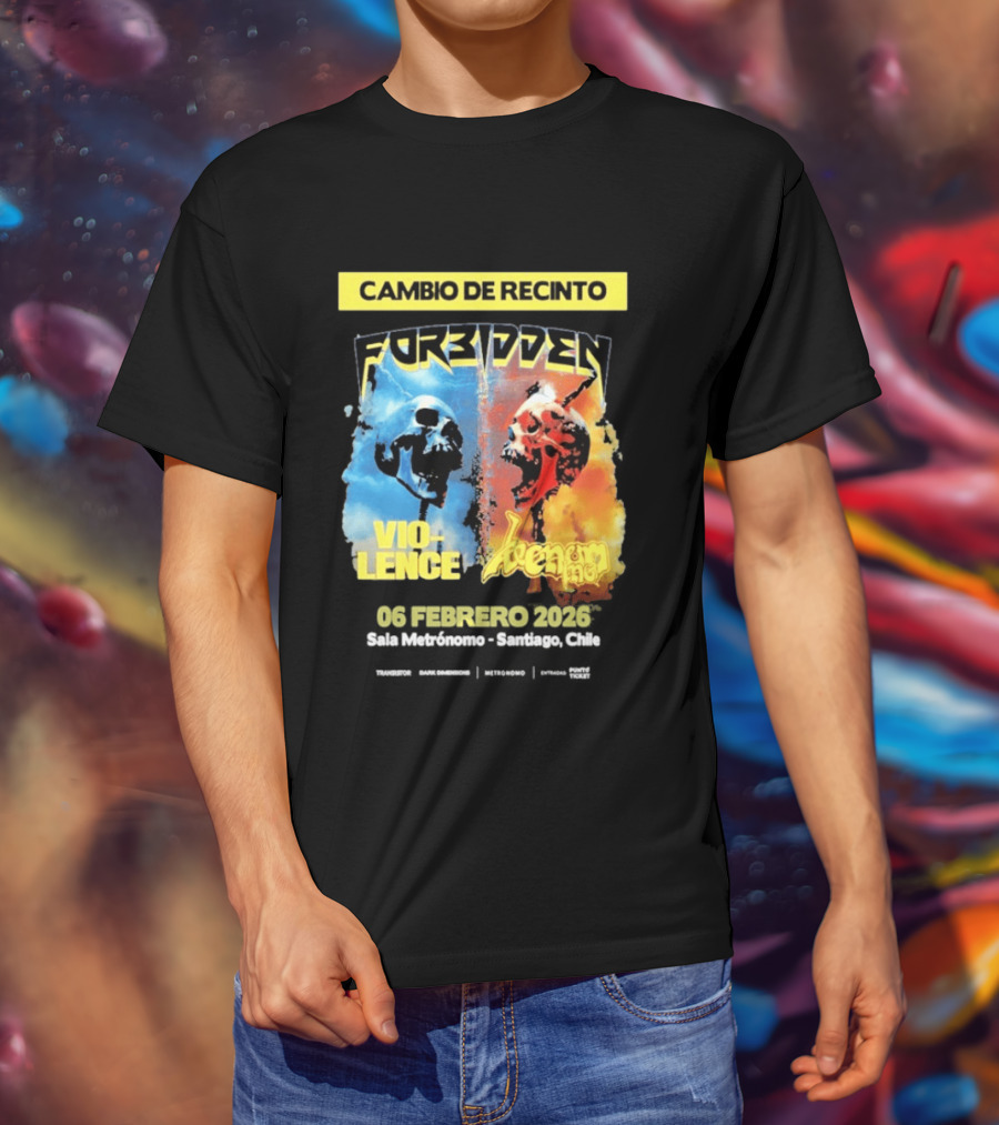 Forbidden Vio Lence Venom Inc Cambio De Recinto 6 Febrero 2026 Santiago Chile T-Shirt