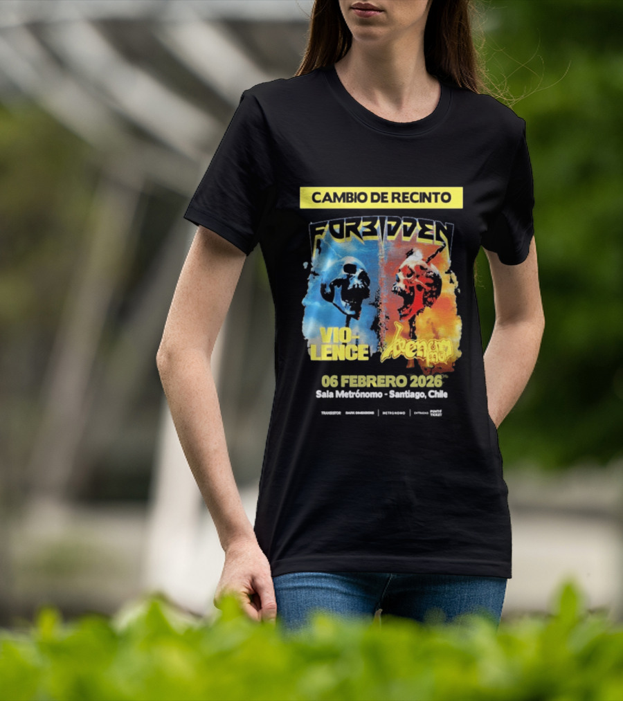 Forbidden Vio Lence Venom Inc Cambio De Recinto 6 Febrero 2026 Santiago Chile T-Shirt