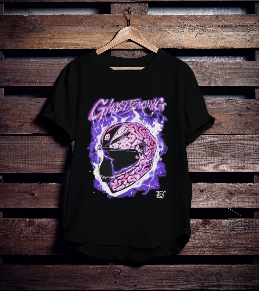 Ghost Racing Purple Brain Helmet Lightning Explosion T-Shirt