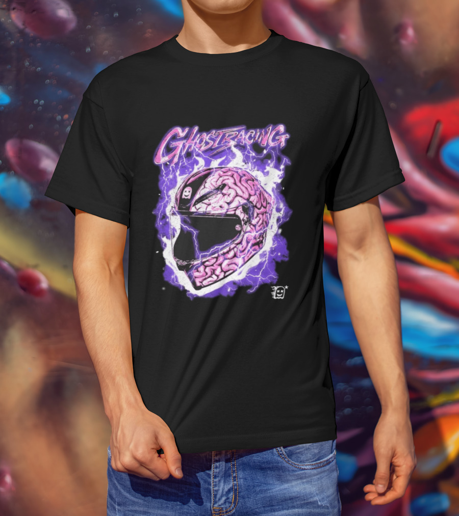 Ghost Racing Purple Brain Helmet Lightning Explosion T-Shirt