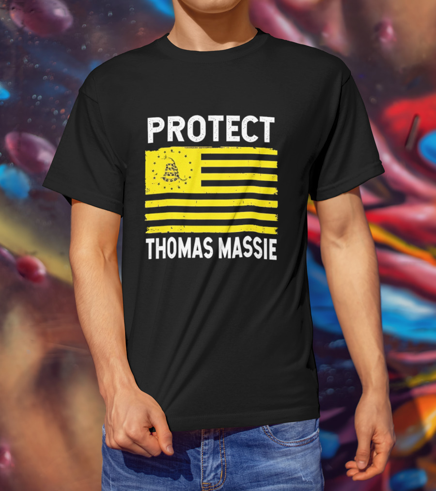 Protect Thomas Massie Gadsden Flag Yellow T-Shirt