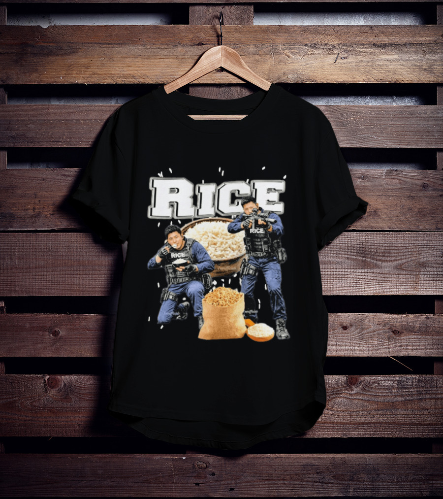 Rice Police Action Squad With Officers And Rice Bags T-Shirt