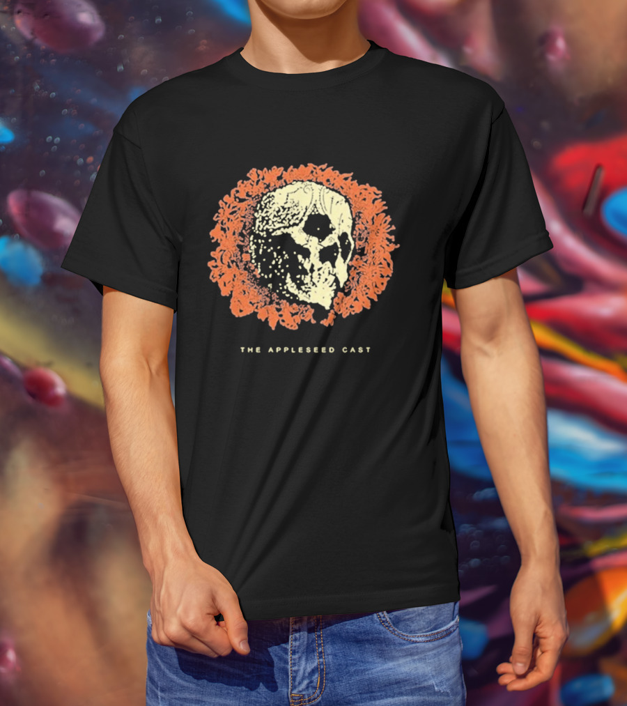 The Appleseed Cast Skull Surrounded By Vibrant Orange Flowers T-Shirt