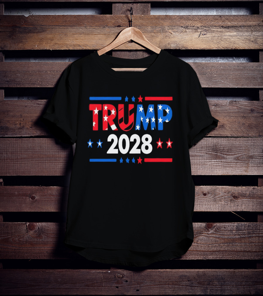 Trump 2028 Stars Stripes American Flag T-Shirt