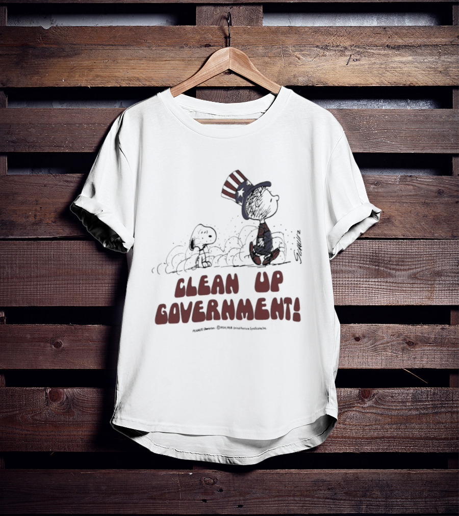 Snoopy And Charlie Brown Clean Up Government Patriotic T-Shirt