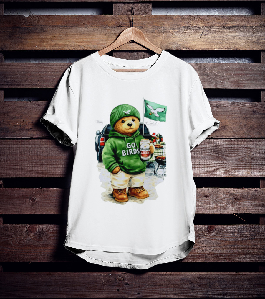 Tailgating Bear Go Birds Eagle Lager Football Fan Party T-Shirt