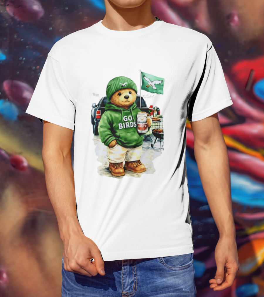Tailgating Bear Go Birds Eagle Lager Football Fan Party T-Shirt
