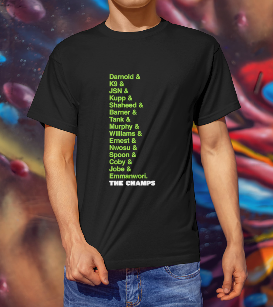 Bamold PG JSN Hugz Seattle Seahawks Champs List Bennet Murphy Williams Emanwori Football T-Shirt