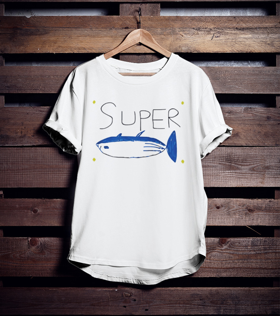 BTS Jin Super Tuna Drawing Blue Fish T-Shirt