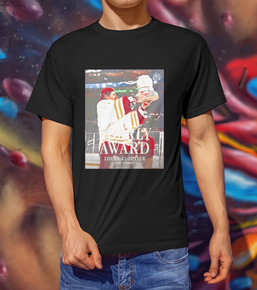Eberly Award Louka Cloutier 2026 Beanpot Champion Boston College Hockey T-Shirt