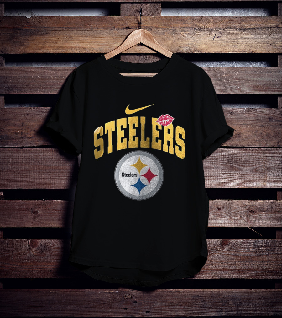 Pittsburgh Steelers Nike Makeup Artist Logo With Lip Print T-Shirt