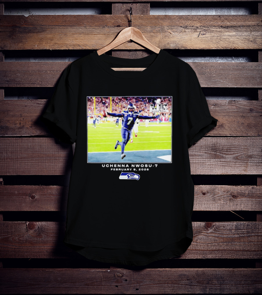 Uchenna Nwosu Seattle Seahawks Super Bowl Celebration Photo 2026 T-Shirt