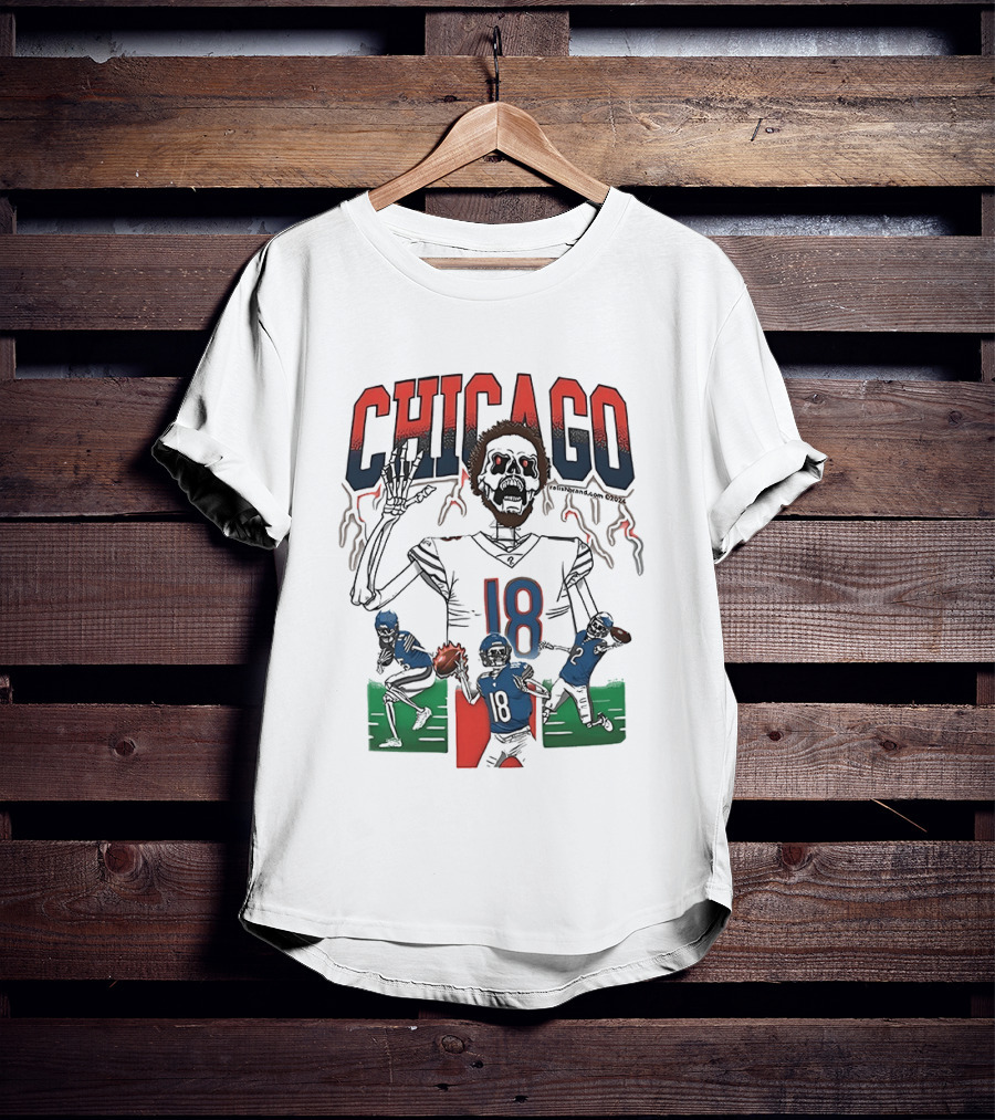 Caleb Williams Chicago 18 The Claw Skeleton Football Monster T-Shirt
