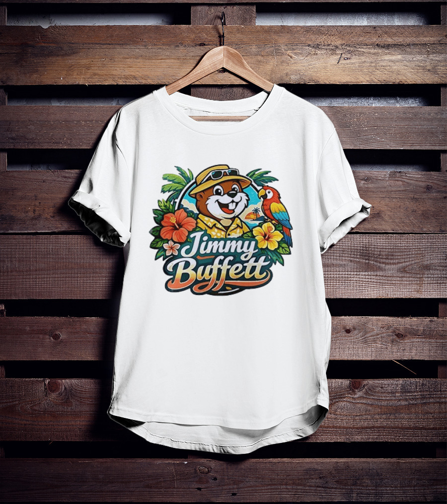 Jimmy Buffett Buc Ee's Tropical Parrot Hibiscus Island Vibes T-Shirt